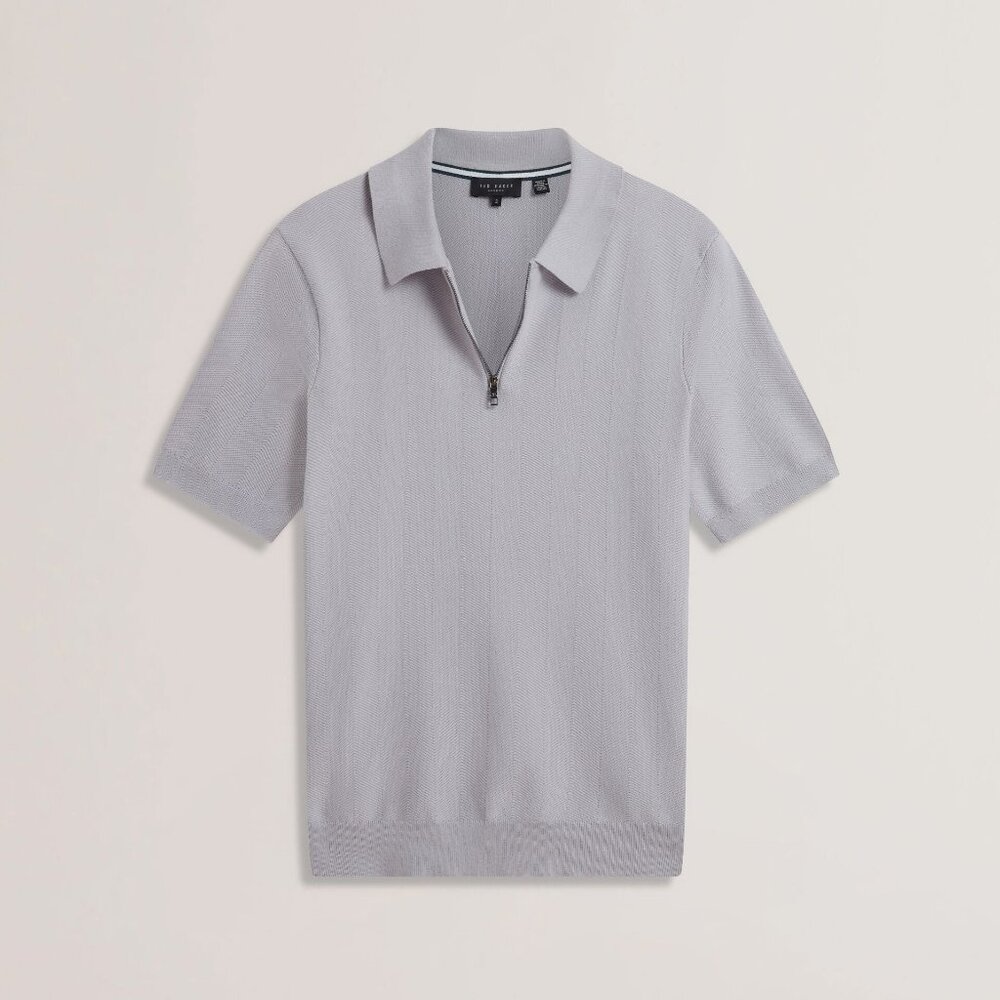 Ted Baker Fourd Men's Gray 1/4 Zipper Pullover Polo Shirt - Large (4) - NWT